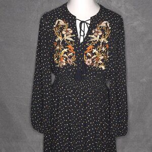 Rusttydustty Womens Maxi Dress XL Black Long Sleeve Autumn Prairie Core Juniors